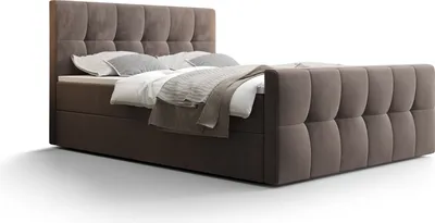 Produktbild von PAMIR-24 Boxspringbett 140x200cm mit 2 Bonell-Federkernmatratzen H3, 2 Bettkästen, Polsterbett inkl. Schaumstoff-Topper und Kopfteil ( HAN in Braun)