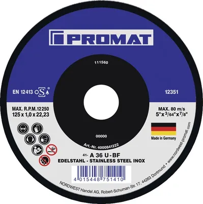 Produktbild von Trennscheibe D125x1mm gerade Keramikkorn Bohrung 22,23 mm