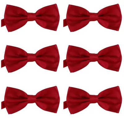 Produktbild von 6er Set DonDon Herren Fliege 12 x 6 cm gebunden und längenverstellbar dunkelrot