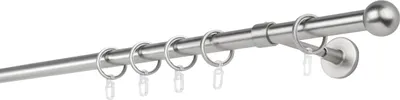 Produktbild von Gardinenstange auf Maß 20mm Ball 1-lauf Wand Decke 14cm Farbe: Edelstahl-Optik, Größe: 290cm