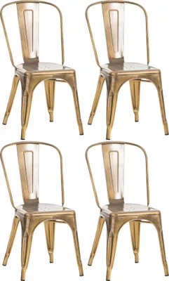 Produktbild von CLP 4er Set Stapelstühle Benedikt stapelbar Rückenlehnen Metall bis 200 kg belastbar gold