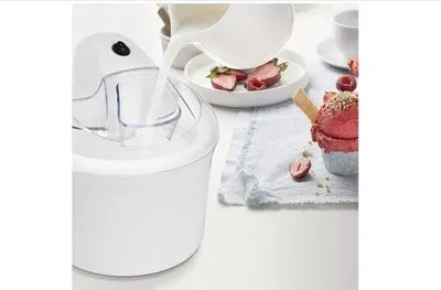 Zdjęcie produktu dla Profesjonalna maszyna do lodów –  – maszyna do lodów miękkich do użytku domowego – maszyna do jogurtów i lodów – lody włoskie i sorbety – 1,5 l lodów – biały – wraz z przepisem – wielokrotnego użytku