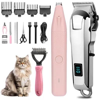 Produktbild von Hundeschermaschine und Pfotentrimmer 3in1 Set,Schermaschine für Haustiere, Hunde- und Katzenhaarschneidemaschine mit Krallentrimmer, Bürste und Schere