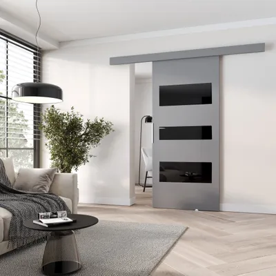 Obrázek produktu pro Interiérové dveře na stěnu BARRET 3 - 76 cm, šedé