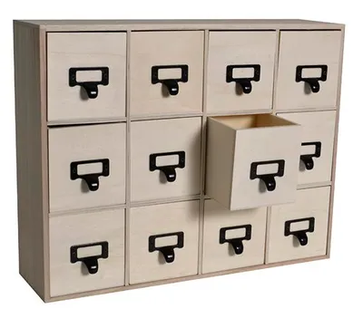 Produktbild von Aufbewahrungsmöbel mit 12 Schubladen, 41,5 x 11 x 32,5 cm, Holz, Artemio