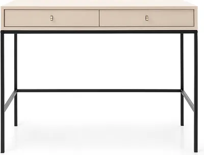 Produktbild von BETTSO Beige MOLLY Schminktisch mit Schubladen und Goldrahmen