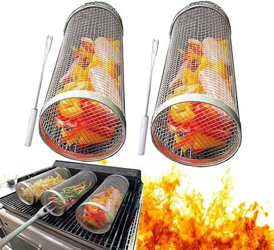 Produktbild von Edelstahl-Grillwagen-Set, 2-teilig, mit Gabeln, ideal für Camping