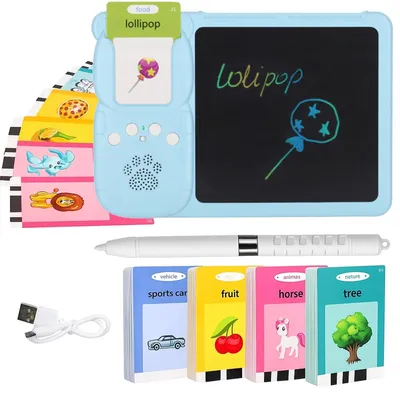 Zdjęcie produktu dla Czytnik kart do nauki słówek angielskich dla dzieci interaktywny tablet edukacyjny znikopis 255 kart