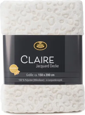 Produktbild von Gözze Jacquard Decke Claire in Leopardenoptik im Hoch-Tief-Design creme 150x200 cm