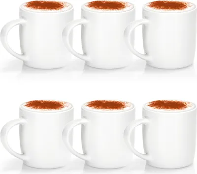Produktbild von com-four® 6x Kaffeebecher aus Porzellan - Kaffee-Tasse im modernem Design - Basic Kaffeepott White für Kalt- und Heißgetränke - 330 ml