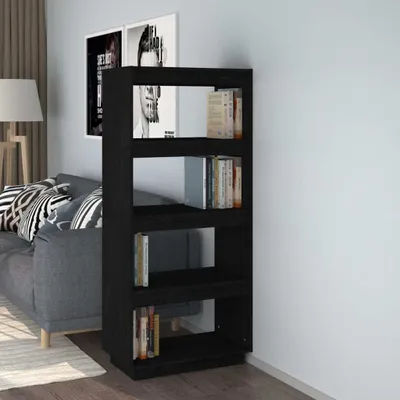 Image de vidaXL Bibliothèque/séparation de pièce noir 60x35x135 cm Pin massif - Bibliothèque - Bibliothèques - Bibliothèque en bois - Séparation de pièce