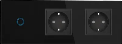 Produktbild von Touchschalter Panel 1+dose+dose Glas schwarz Qtouch Wandschalter ohne Modul
