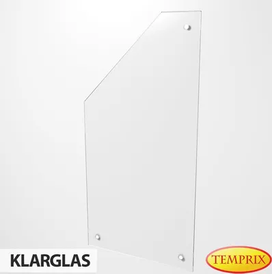 Produktbild von Wärmeschutz aus Glas | Hitzeschutz Klarglas Halmstad Links 1000 x 500 x 6 mm | Wandhitzeschutz Funkenschutz Glas Möbelschutz Wandschutz