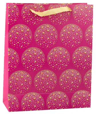 Productafbeelding van Elegant Cadeautasje Gouden Sterren Roze 32 X 26 X 10 Cm