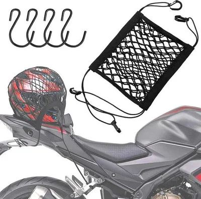 Produktbild von Motorradtasche mit 4 Gurtklammern - Helmnetz für Fahrrad und Motorrad