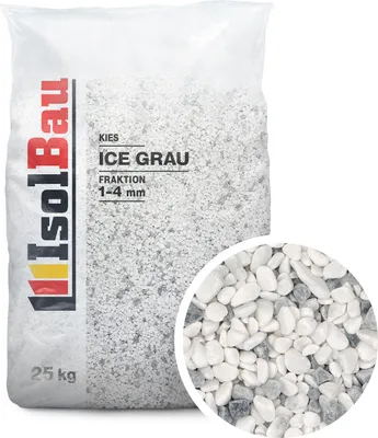 Produktbild von Isolbau - Zierkies 25 kg - Marmorkies 1-4 mm - Deko-Steine für Garten, Steinteppich, Aquariumkies, Ziersplitt Natursteine Gartenkies Wegkies Teichkies für Innen und Außen - Ice Grau