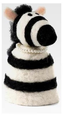 Produktbild von Eierwärmer Zebra mit Perlenkette - Schwarz-Weiß - Kunststoff - Steamer