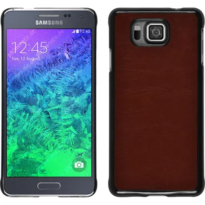 Produktbild von PhoneNatic Case kompatibel mit Samsung Galaxy Alpha - Hülle braun Lederoptik Hard-case + 2 Schutzfolien