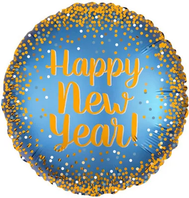 Produktbild von 18"/Ø43cm Folienballon "Happy New Year" Dots Gold Satin