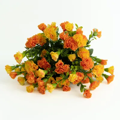 Künstlicher Nelken-Blumenstrauß, 35 cm, Orange & Gelb
