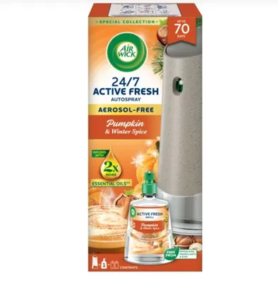 Produktbild von Air Wick Active Fresh Automatischer Lufterfrischer Spiced Pumpkin Magic mit Nachfüllpack 228ml