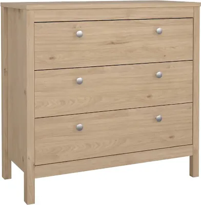 Image de Sagar - Commode, 82x38x80h cm Chêne Marron, 3 Tiroirs