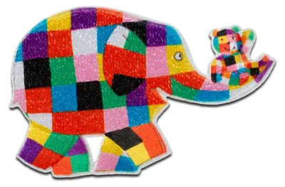 Obrázek produktu pro Elmer s medvědem - nažehlovací nášivka, nažehlovací aplikace, nášivky, k nažehlení, velikost: 4,7 x 7,3 cm