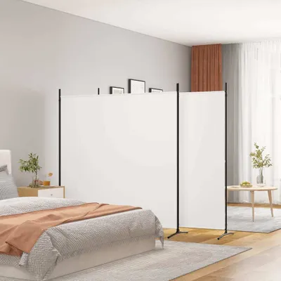 Produktbild von vidaXL 3 tlg. Paravent Weiß 525x180 cm Stoff - Raumteiler - Paravent - Raumtrenner - Trennwand