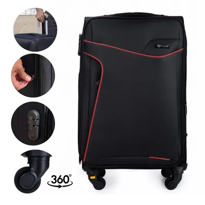 Produktbild von Solier Hartschalen Reisekoffer, Rollkoffer mit Zahlenschloss, Groß Reisetrolley ABS M 55L schwarz-rot