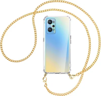 Produktbild von Handykette Backcover-Schutzhülle mit Band (Metall goldfarben) für Realme GT Neo2 - goldfarbene Kette
