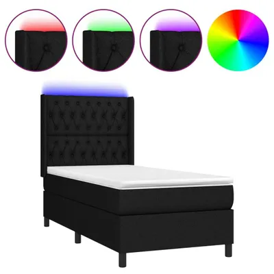 Immagine prodotto di vidaXL Letto a molle con materasso e LED nero 80x200 cm in tessuto