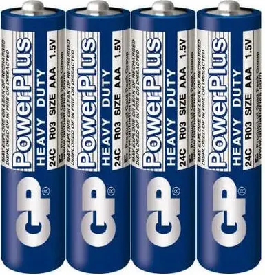 Obrázek produktu pro Zinko-uhlkov baterie GP POWERPLUS R03 AAA 4ks smrovac 1,5V