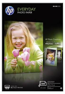 Produktbild von HP Everyday Fotopapier - Für Tintenstrahl - DIN A4 - 210 mm x 297 mm - 200 g/m² - Semi-gloss, Texturiert - 100er Blatt
