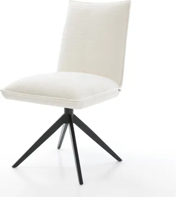 Produktbild von DELIFE Drehstuhl Lelio-Flex Bouclé Soft Beige Kreuzgestell breit Schwarz 360° drehbar Wippfunktion Taschenfederkern