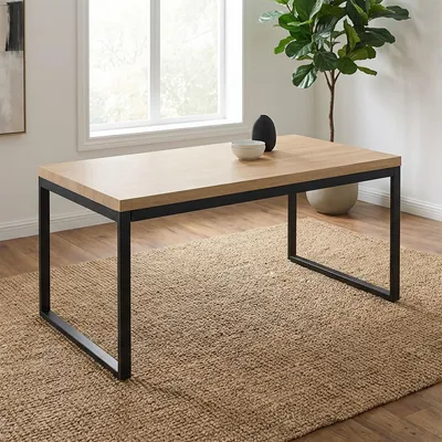 Produktbild von Homestyle4u Esstisch 160x90 cm Eiche Metall Schwarz Esszimmertisch Holztisch