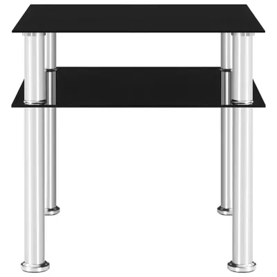 Image de vidaXL Table d'appoint noire 45x50x45 cm verre trempé