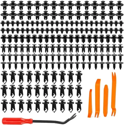 Imagen del producto de Juego de clips de montaje, 200 unidades, 6 tipos, de plástico, para el interior y la carrocería de automóviles