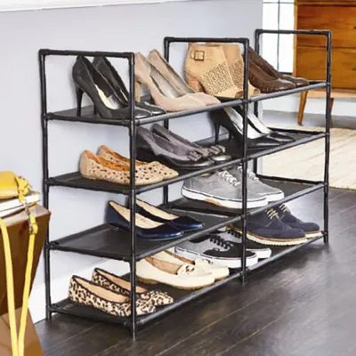 Produktbild von Style home 8 Ebenen Schuhregal 117x29x73cm Schuhstaender Schuhablage Schuhschrank fuer 24 Paar Schuhe Schwarz  SR1172973-S
