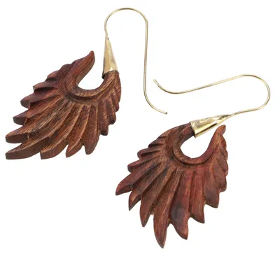 Produktbild von Filigran Geschnitzte Boho Ethno Holz Ohrringe, Braun - Modell 7, Holz,Metall, 9,5*2,5*0,5 cm, Ohrringe + Ohrstecker Modeschmuck