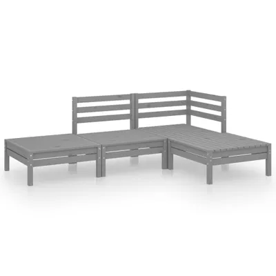 Produktbild von 4-tlg. Garten-Lounge-Set Grau Massivholz Kiefer