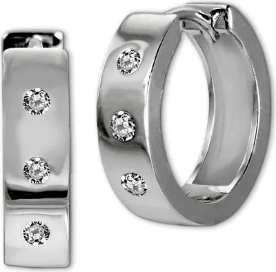 Image de SilberDream Femme Boucles d'oreilles trois zirconiums blancs Créoles 925 Argent D2SDO4361W