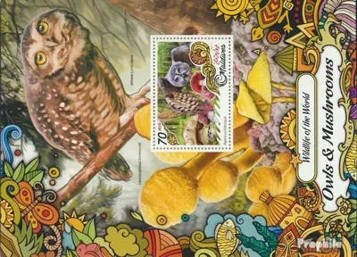 Produktbild von Briefmarken Malediven 2017 Mi Block 1026 (kompl. Ausg.) postfrisch Eulen und Pilze