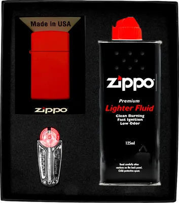 Produktbild von Feuerzeug-Set ZIPPO RED MATTE SLIM Geschenk No1