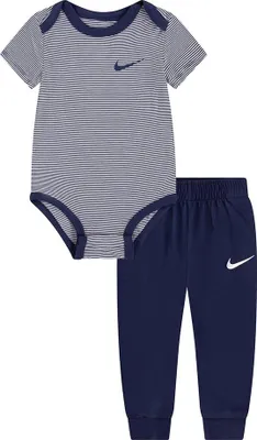 Image de Ensemble Manches Courtes Nike Enfants Striped Bleu,Gris 6 Months Garçons,Filles Bleu,Gris 6 Months
