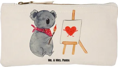 Produktbild von Mr. & Mrs. Panda Kulturtasche Koala Künstler Größe S Klein - Weiß - Geschenk, Schminktasche, Kosmetiktasche, Kosmetikbeutel, Liebesgeschenk, Schlampermäppchen, Liebe
