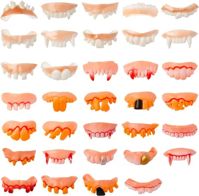 Productafbeelding van Valse vampier tanden Halloween demon wacky - Set van 36 - Nep Tanden Halloween Decoratie Accessoires Uni Prank