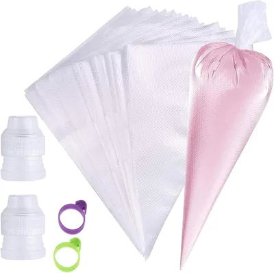 Produktbild von 300 Stück Einweg Spritzbeutel Transparent, Piping Bags, für Backen, Tortendekoration, Kuchen, Küche