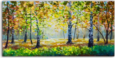 Produktbild von Coloray - Glasbild - 120x60 cm - Wandbild - Glasbilder - Kunst Grünes Wiesen Gras im Herbstwald