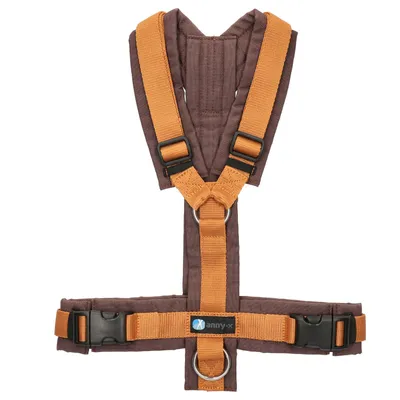 A product shot of a dog harness against a white background.