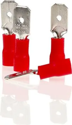 Produktbild von alca® Flachstecker rot 6,3mm 10St. Set 0,5-1,5 mm² teilisolierte Kabelschuhe Klemmkabelschuhe Quetschkabelschuhe Mechaniker, Kfz, etc.